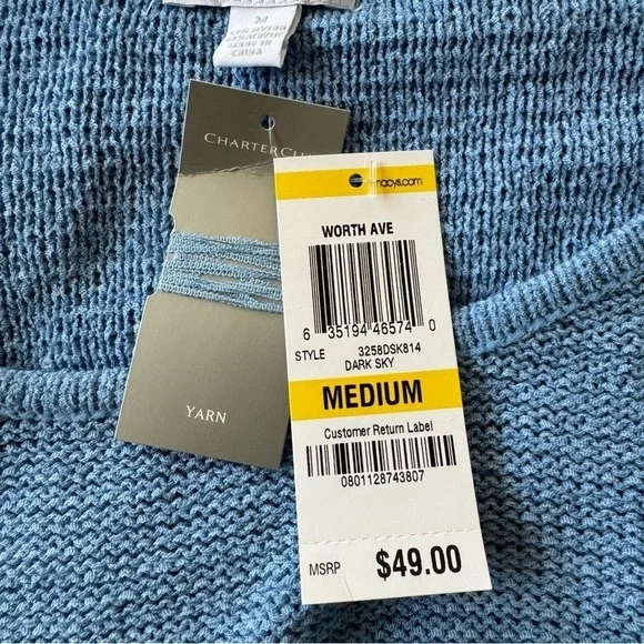 NWT Charter Club Knitted Yarn Long Sleeve Shirt - Picture 4 of 4